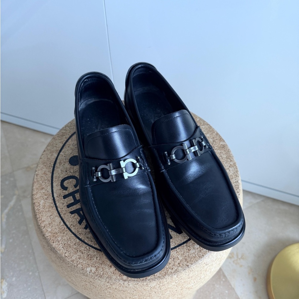 Ferragamo Men's Black Leather Loafers